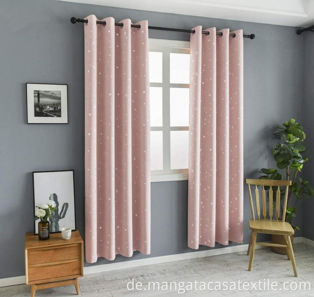 Pink Printed Blankout Curtain
